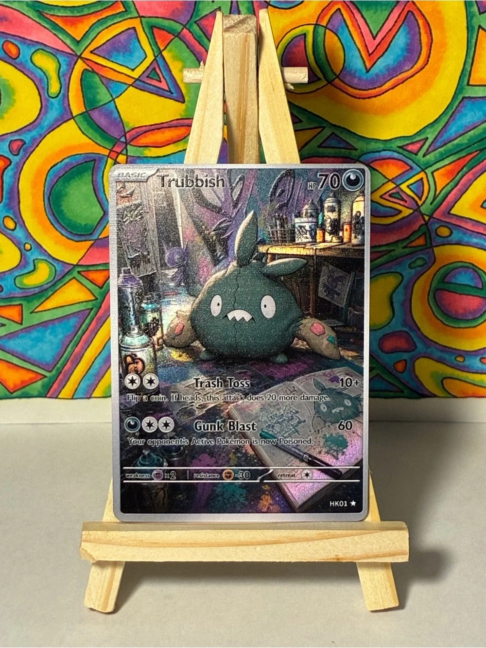 Tubbish Fan Art Graffiti Style Holo Texture Pokemon Card - Green